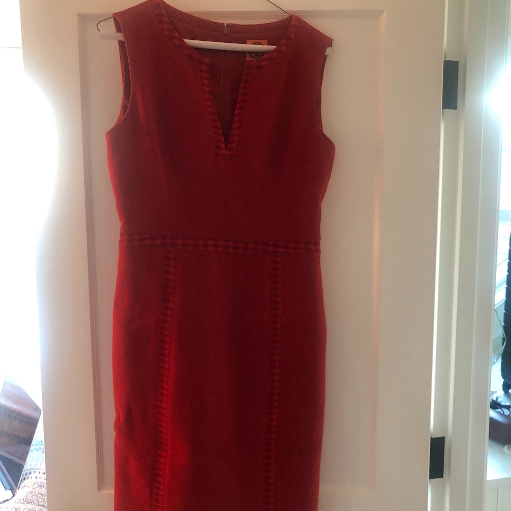 Red Linen-Wool Tory Burch dress